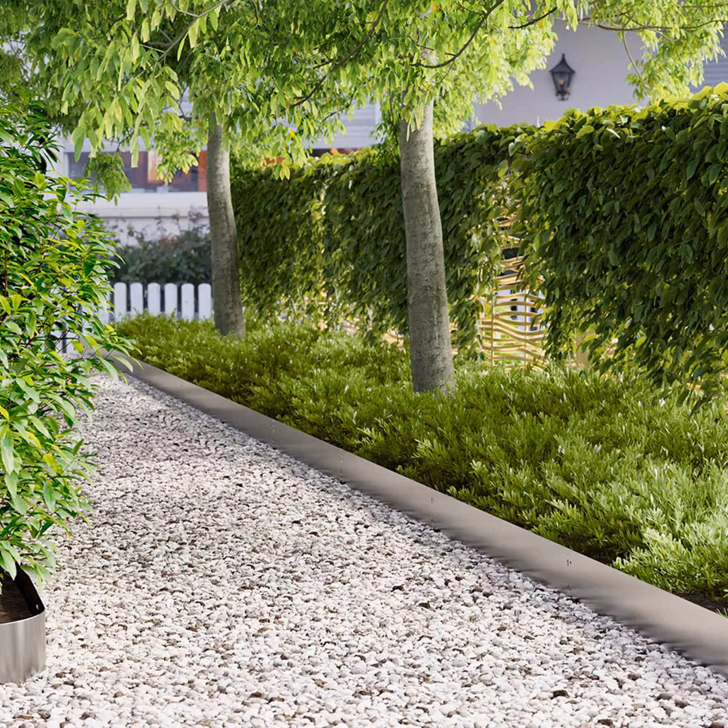 Set di 20 bordure per prato vidaXL in acciaio color argento, 103 x 15 cm