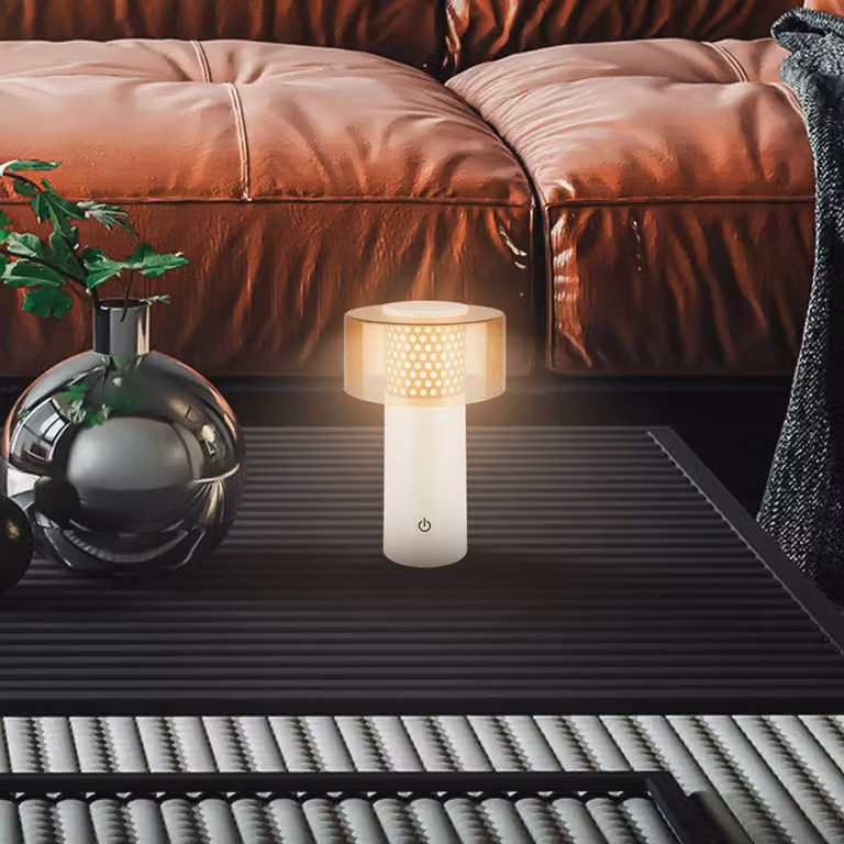 Briloner Lampada LED da tavolo a batteria Brilo unplugged Gila, marrone/grigio, 21 cm dimmerabile, Alluminio / Grigio / Zincato, Metallo, Moderno