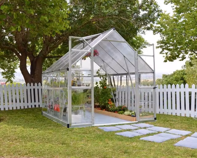 Serra da giardino Palram Balance Ibrida in policarbonato e alluminio colore argento L: 247 cm, P: 244 cm, H: 229 cm