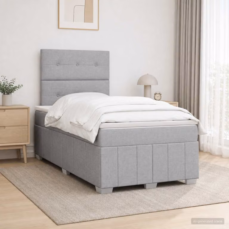 Letto box spring con materasso a molle insacchettate vidaXL Grigio e Bianco L/P: 120 x 200 cm