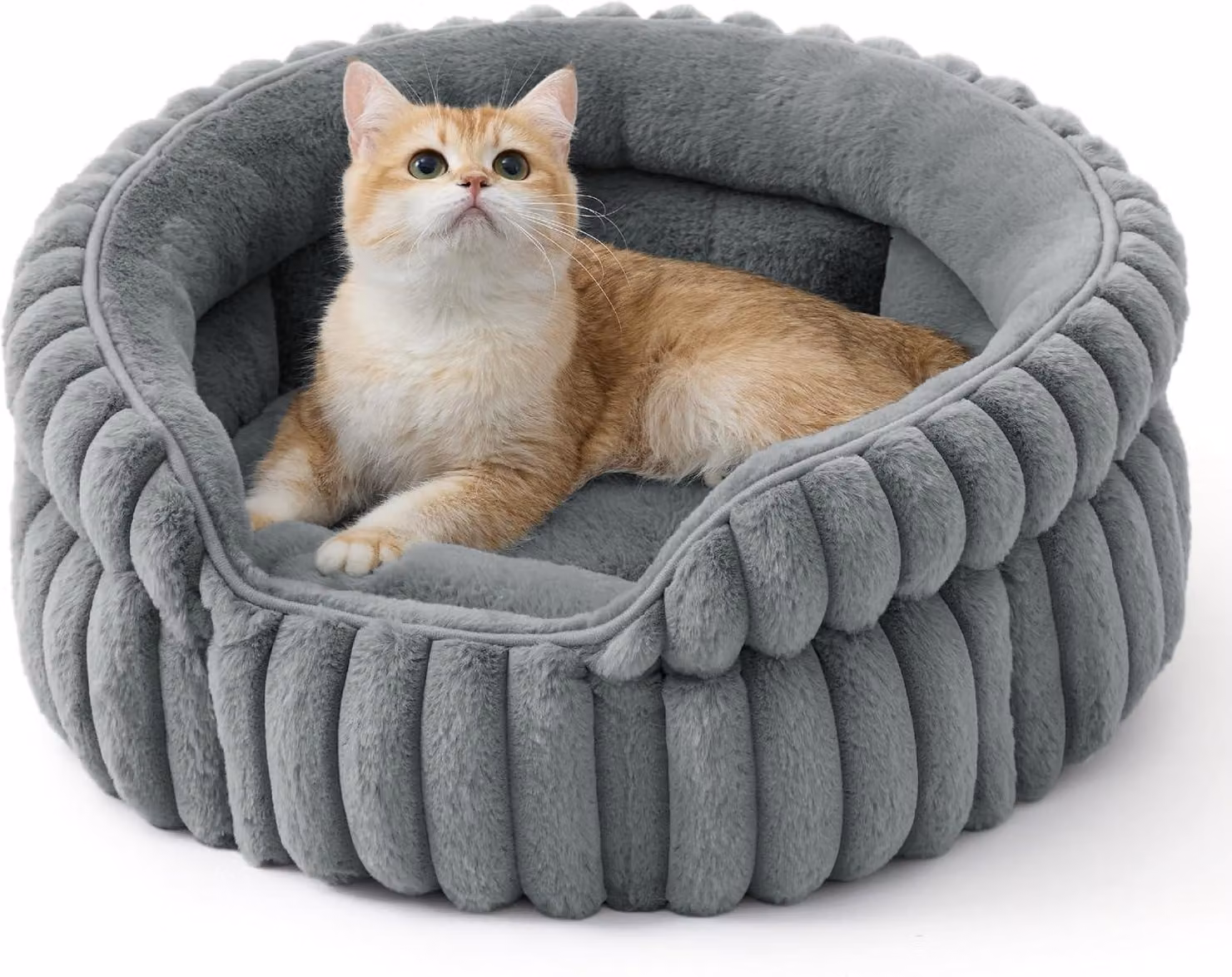 Cuccia per gatti - 51 x 51 cm - lavabile - in velluto a coste e pile - con fondo antiscivolo - adatta anche per cuccioli