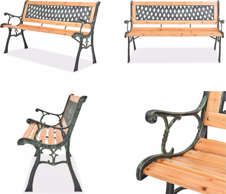 vidaXL Panca da giardino 122 cm in legno - Panca da giardino - Panca da giardino - Panca da patio - Panche da patio