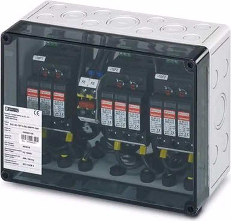 Scatola di connessione fotovoltaica Phoenix Contact 3 MPPT, 1IN/1OUT per MPPT, ÜSS tipo I/II, SUNCLIX, 1 pz.