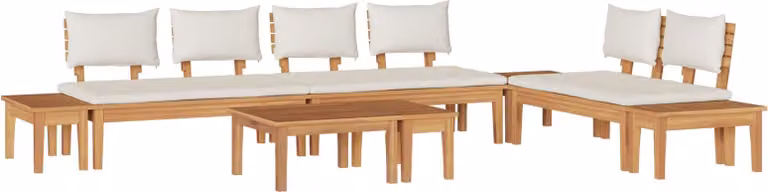 Set Divano da Giardino 5 pcs Marrone e Crema