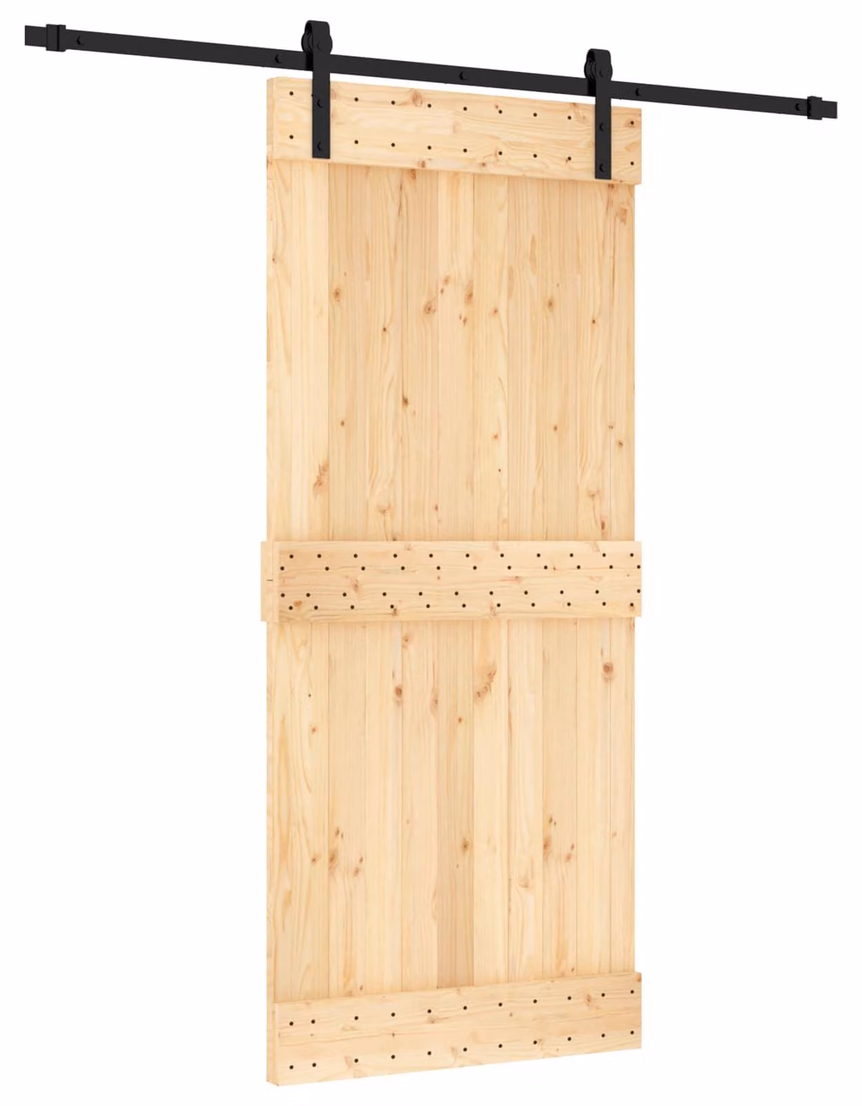 Porta scorrevole Naturale e Nero 90 x 210 cm