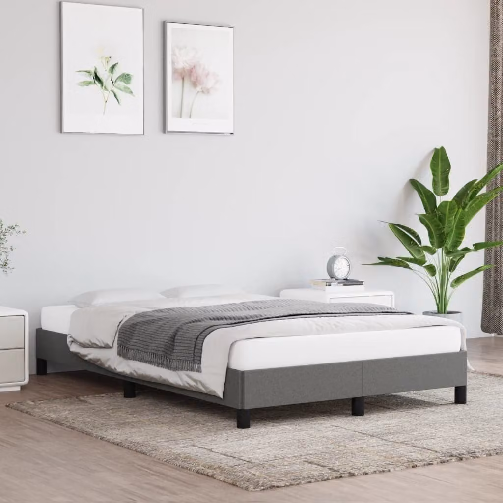The Living Store Struttura letto grigio scuro 120x200 cm in tessuto