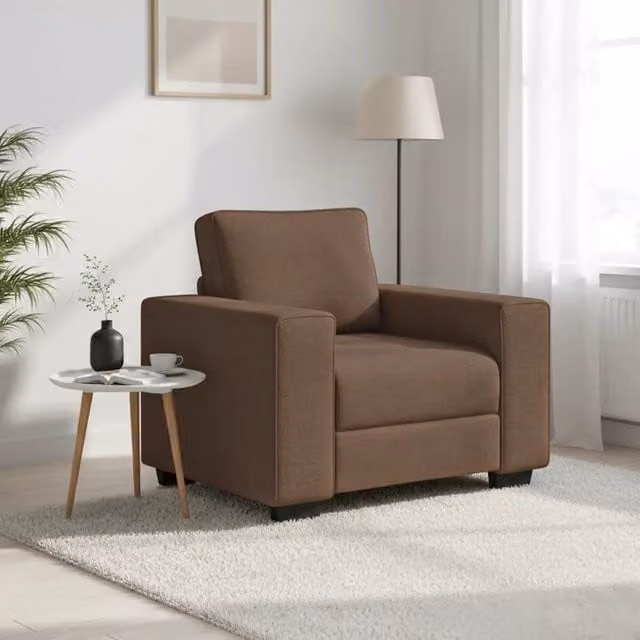 Poltrona lounge moderna vidaXL in tessuto marrone con braccioli L/P/H: 100 x 77 x 82 cm