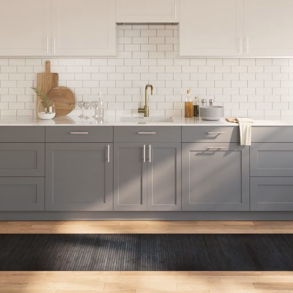 Tappeto rettangolare moderno vidaXL in bambù e polipropilene grigio, L: 70 cm, P: 400 cm