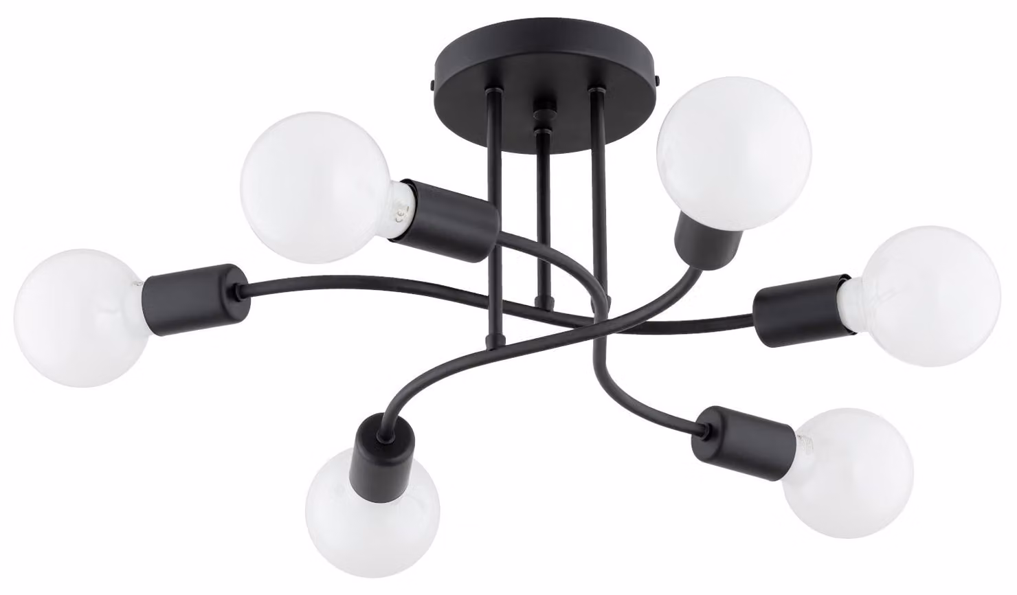 Lampada a sospensione SEJNO nera 6xE27x15W in metallo, dimensioni: 24x49x53 cm, IP20, Alfa