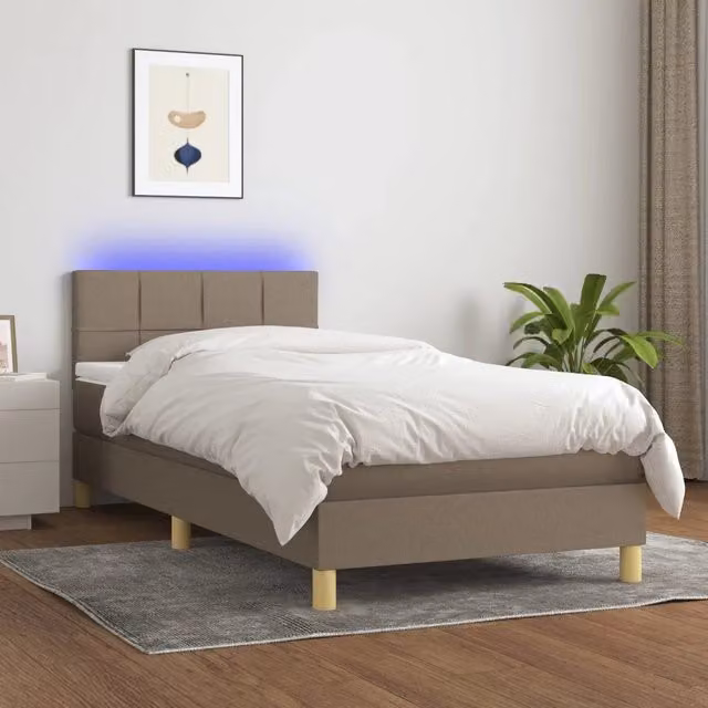 Letto a molle con materasso vidaXL in tessuto con illuminazione LED e porta USB, L/P/H: 90 x 200 cm – 1
