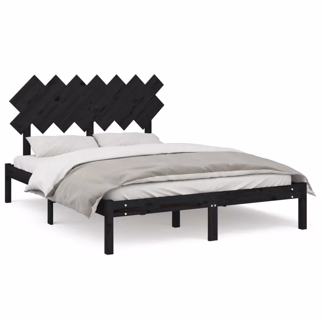 vidaXL Giroletto Moderno in Legno di Pino Nero L: 140 cm, P: 190 cm – 2