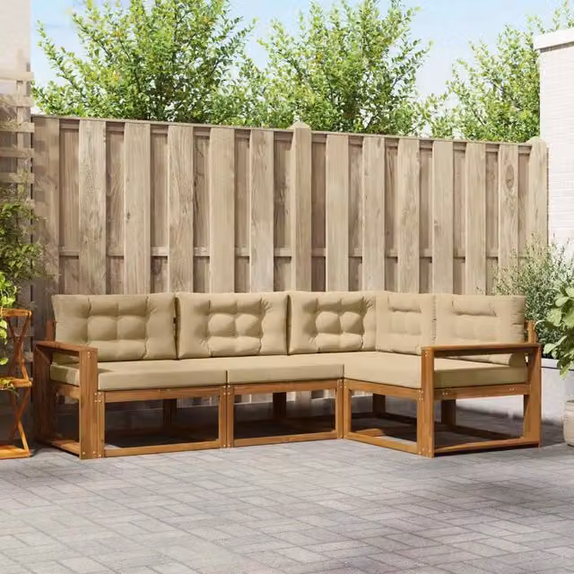 Set di divani da esterno 4 pz Naturale e Beige 3367516