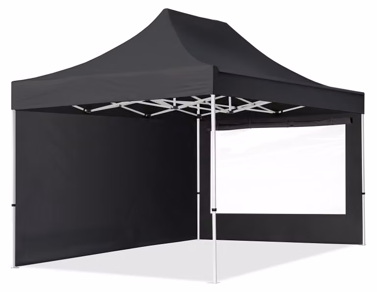 TOOLPORT 3x4,5 m gazebo pieghevole con laterali (finestre panoramiche), ECONOMY acciaio, nero