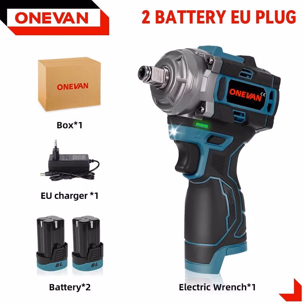 Avvitatore a impatto a batteria - Avvitatore a impatto rotante - Motore brushless - 800 W - 500 Nm - Senza fili - 2 batterie - Spina UE - Arancione