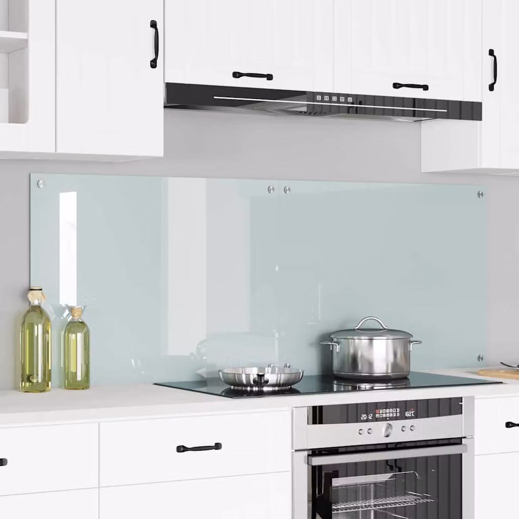 Set di 2 schienali da cucina vidaXL in vetro temperato bianco, L: 80 cm, H: 60 cm