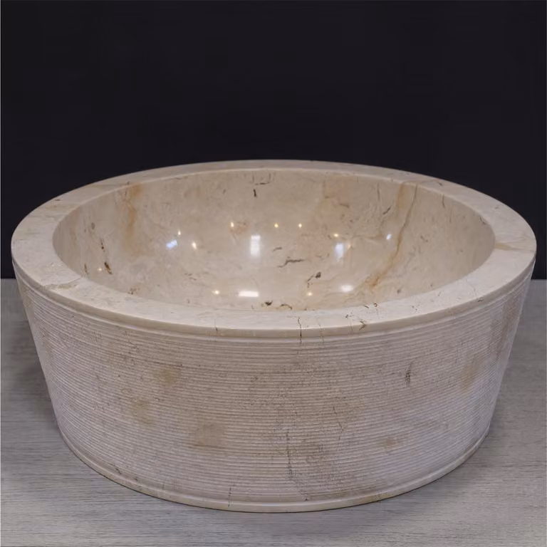 Lavabo da appoggio Tita, diametro 40 cm, in marmo