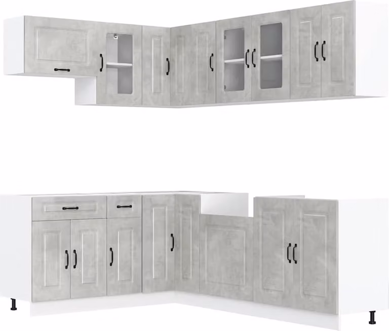 Set Mobili da Cucina 11 pz Kalmar Grigio Cemento in Truciolato