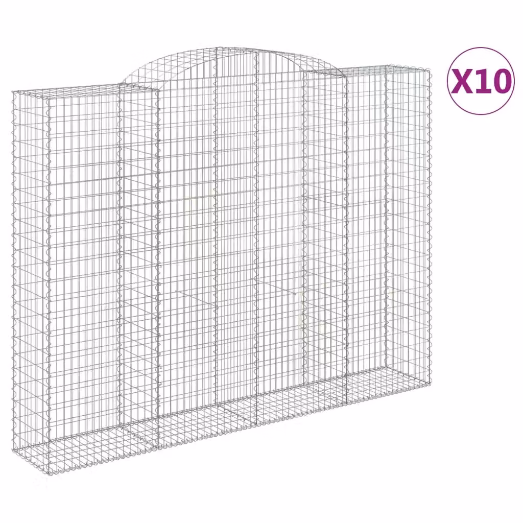 Set di 10 Cesti Gabbioni ad Arco vidaXL in Acciaio Zincato Argento L: 300 cm, P: 50 cm, H: 220/240 cm – 2