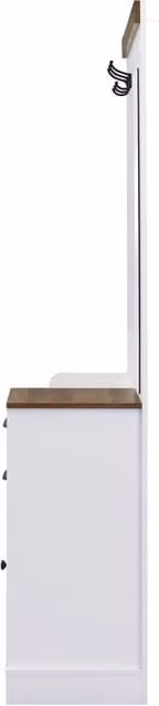 Set da ingresso con specchio; 2 cassetti; anta; ganci e portombrelli; truciolato; bianco; 110;5x38x191 cm