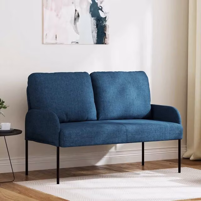 Divano moderno vidaXL in tessuto blu con cuscini per soggiorno L: 115 cm, P: 80 cm, H: 56 cm