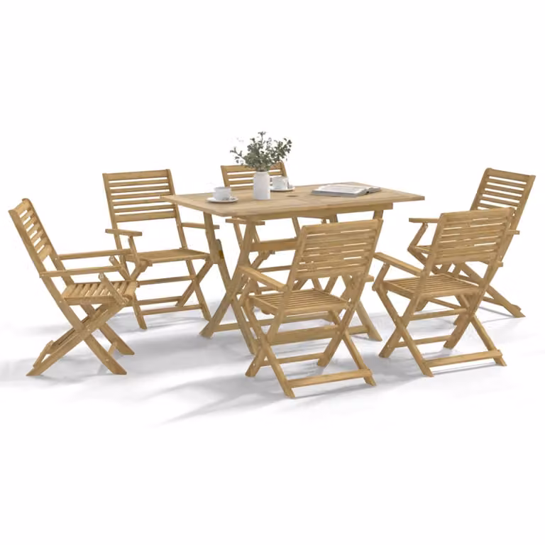 Set da pranzo da giardino vidaXL in legno di acacia marrone, 7 pezzi