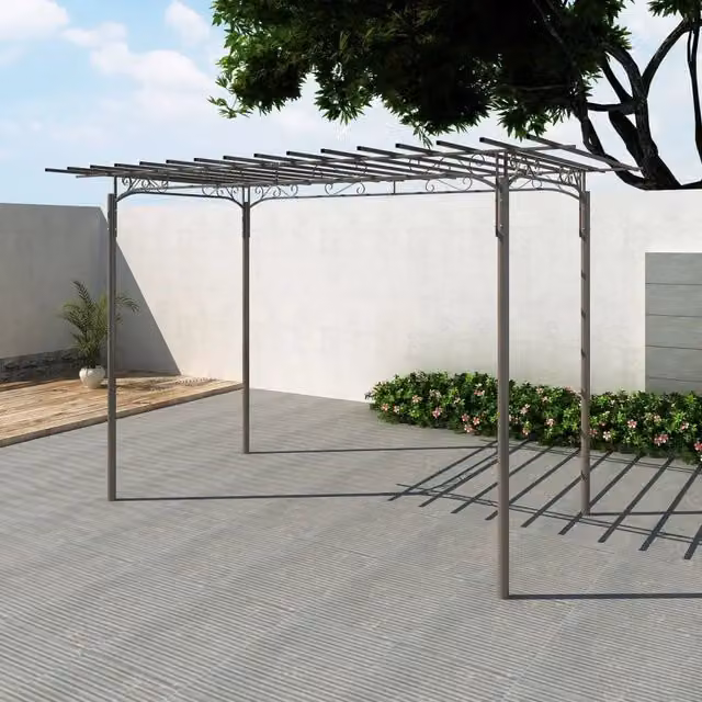 Arco pergola da giardino vidaXL in acciaio antracite per piante rampicanti H: 215 cm, L: 320 cm, P: 190 cm