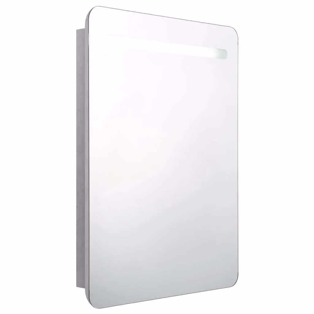 Armadietto da bagno moderno vidaXL con specchio e illuminazione LED, pareti in MDF e vetro, L: 60 cm, P: 11 cm, H: 80 cm, Grigio e Bianco – 2