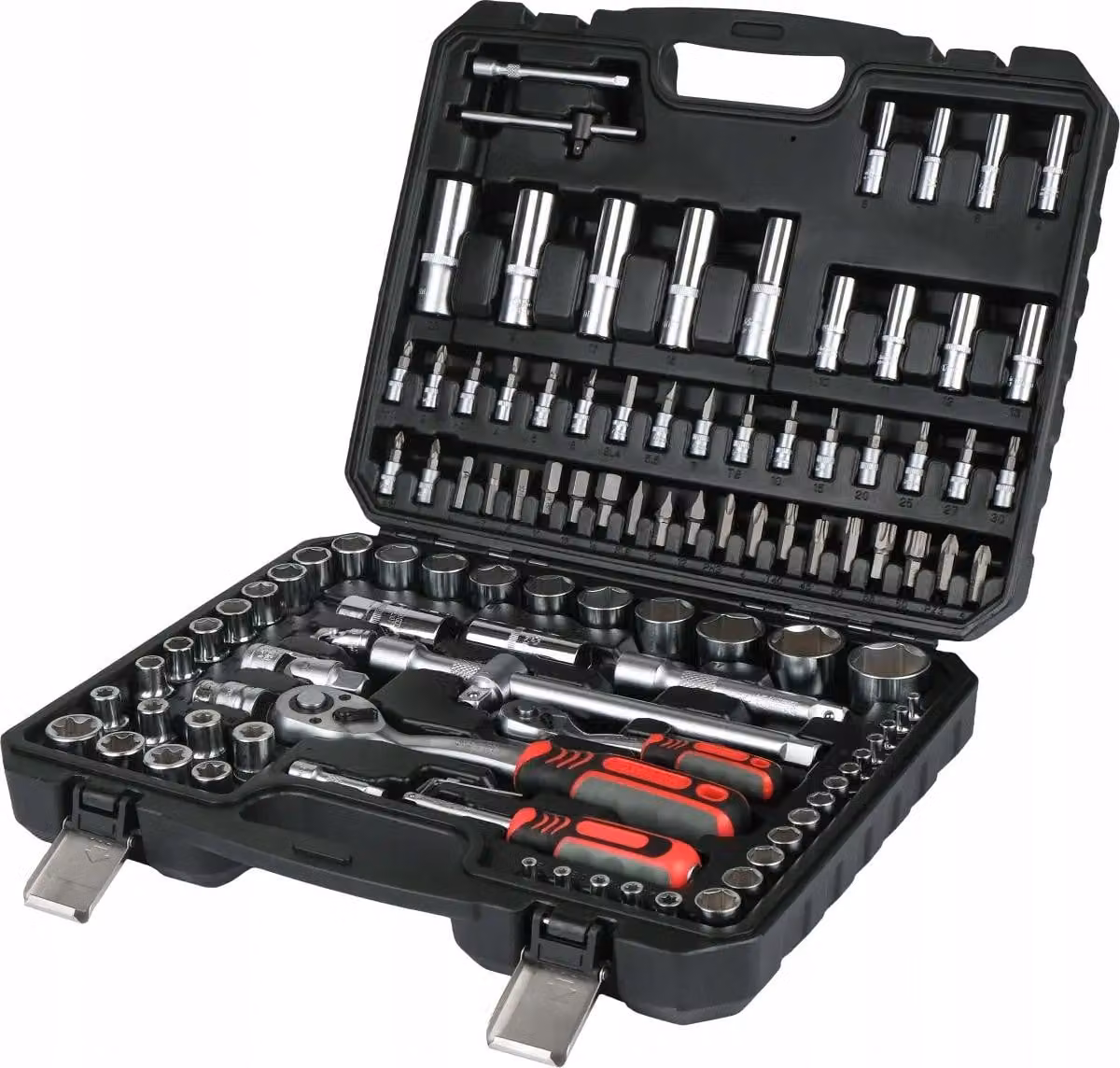 Set di utensili Schmith: set di chiavi a bussola, cassetta portachiavi, cassetta a cricchetto, 1/4 e 1/2 di pollice, 110 pezzi. Utensili professionali per officina, ideali per bricolage e meccanici