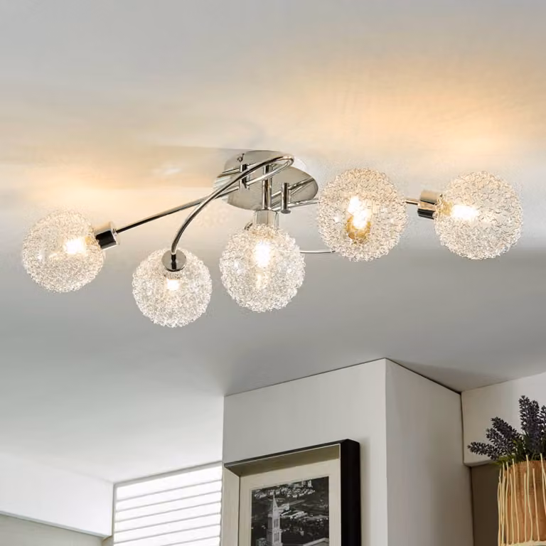 Plafoniera soffitto Ticino Lindby, dimmerabile, Cromo / Argento, Corridoio, Metallo, Moderno, Plafoniera