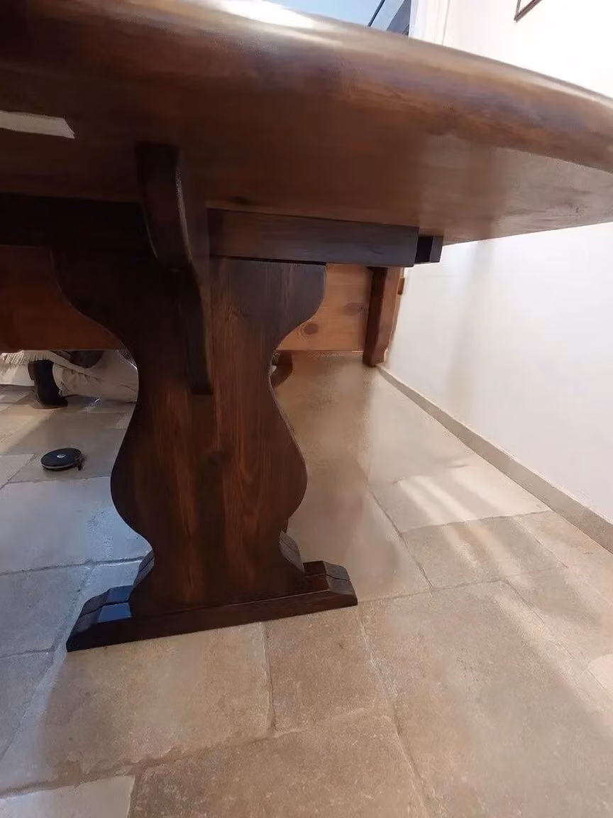 Tavolo fratino allungabile in pino color noce stile arte povera Mobili 2G L: 180 cm, P: 90 cm, H: 79 cm – 2