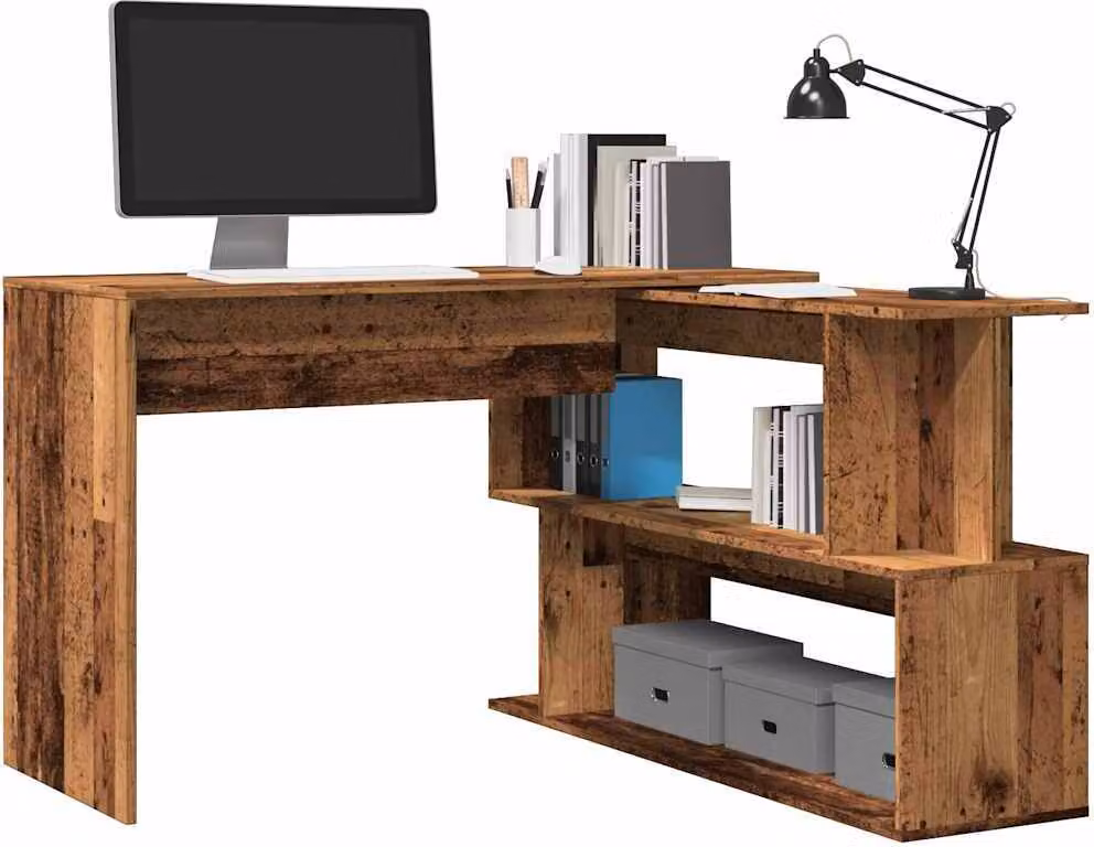 Maison Exclusive - Scrivania angolare effetto legno antico 200,5x50x76 cm Materiale ligneo