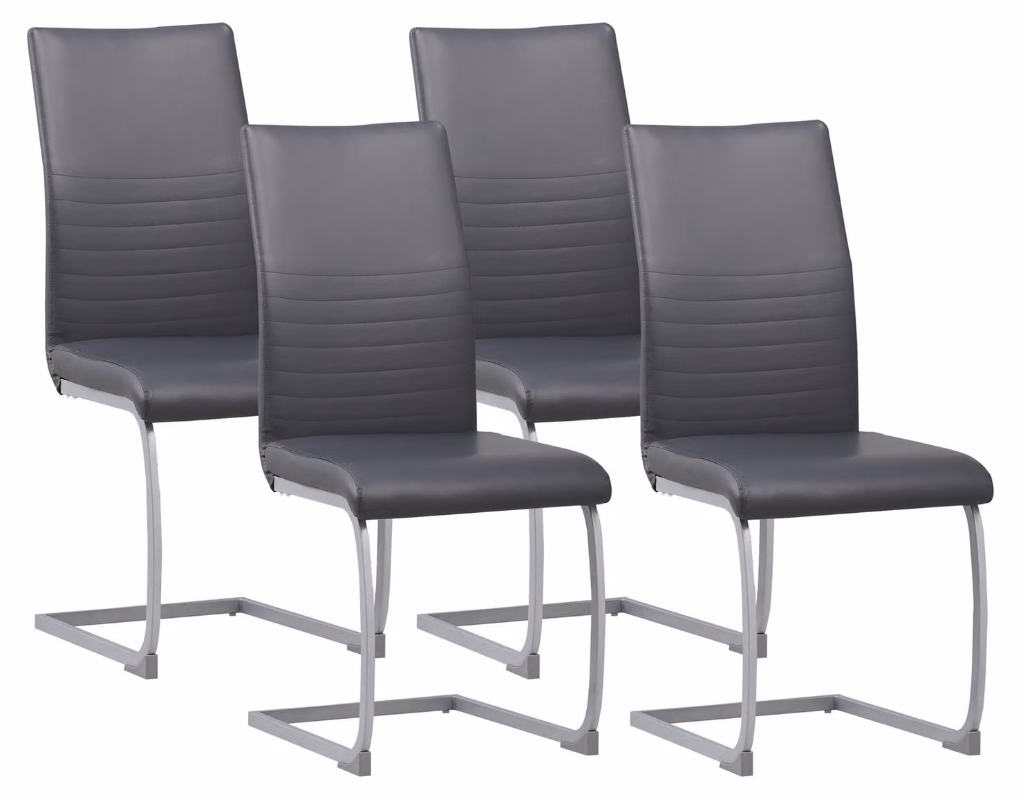 Set di 4 sedie a sbalzo Albatros MURANO, grigio - sedia per sala da pranzo, design moderno, rivestimento in Pelle finta, imbottitura spessa - sedia da cucina, sedia imbottita, sedia da tavolo per sala da pranzo
