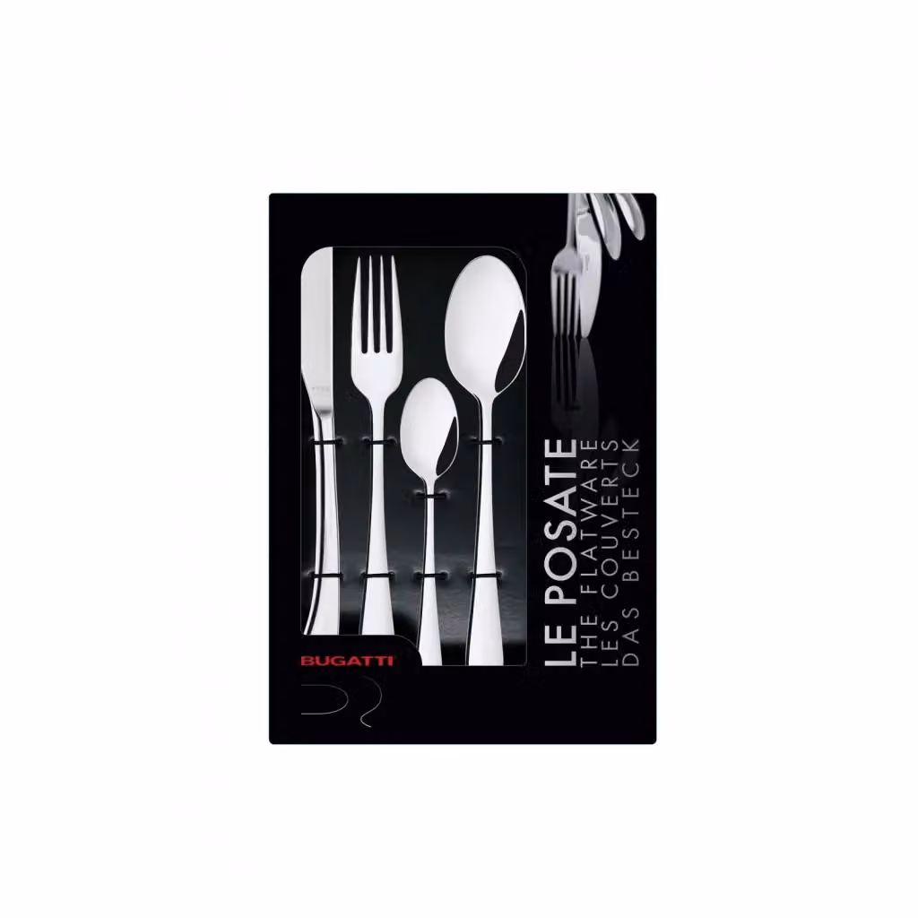 Set di posate Casa Bugatti Settimocielo in acciaio inox lucido color argento, 24 pezzi con custodia Window – 2