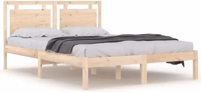 Letto matrimoniale per adulti in legno massello di pino rustico bianco L/P/H: 205.5 x 120 x 31 cm