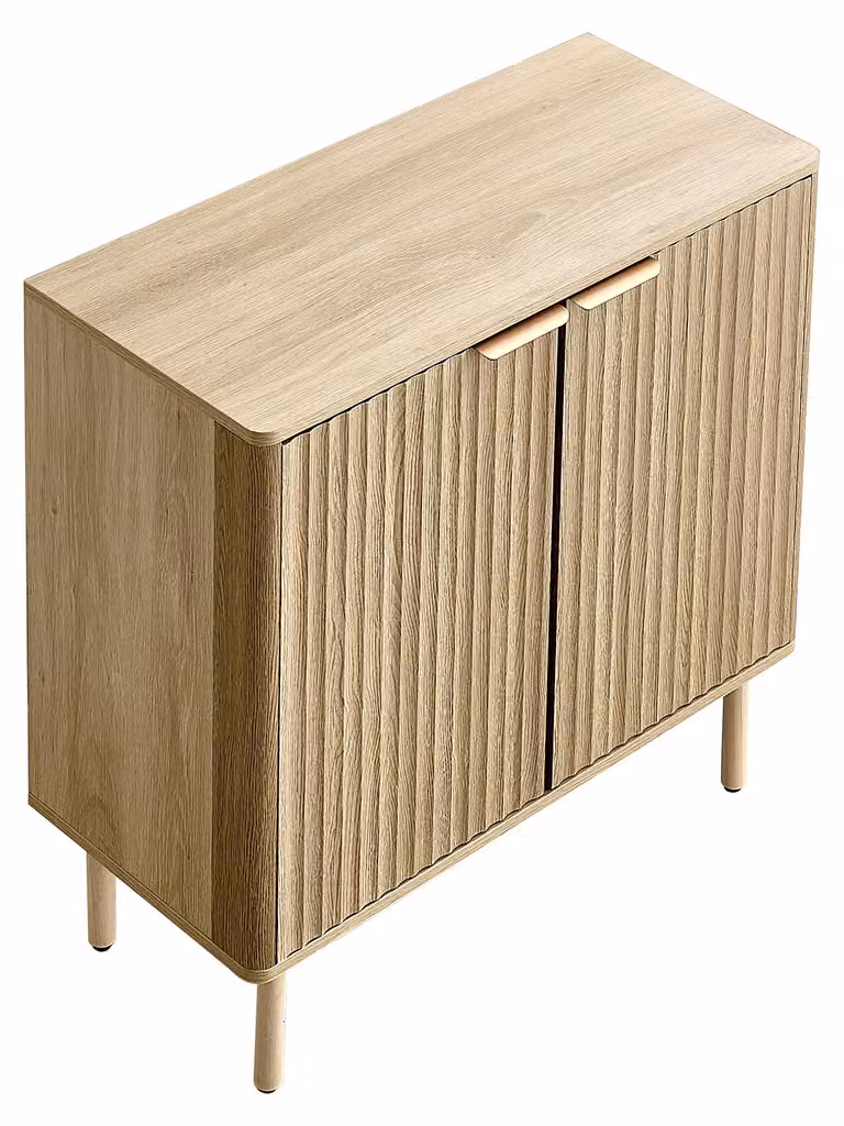 SucceBuy Credenza Armadio da cucina con 2 ripiani, credenza dal design classico per soggiorno, ingresso e cucina, armadio contenitore 80 x 37,5 x 80 cm effetto rovere
