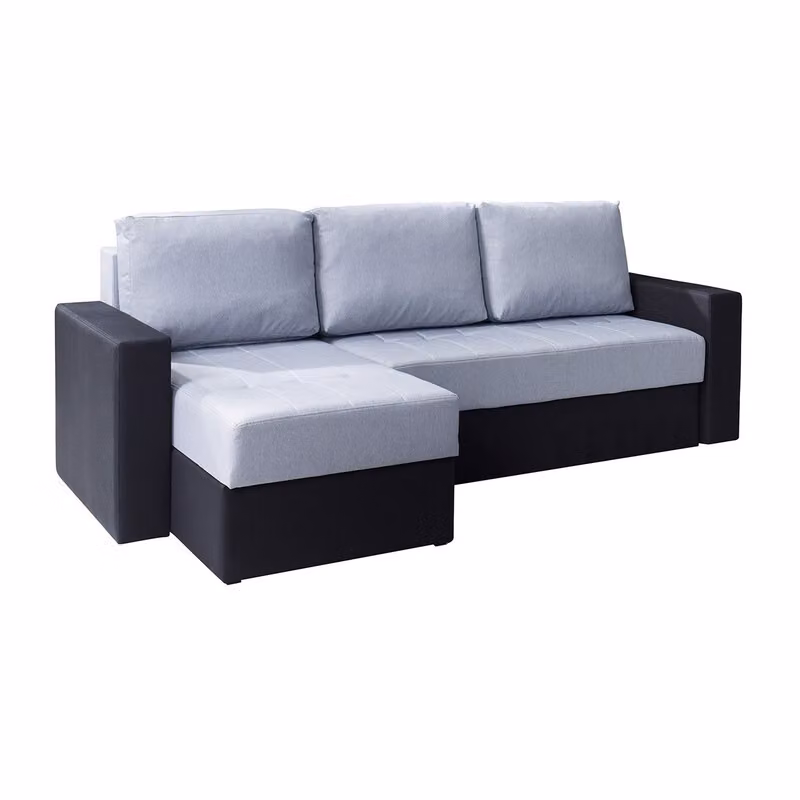 MIRJAN24 Divano angolare Calabrini, Angolo imbottito con funzione letto e box letto, Elegante divano imbottito a L (Colore: Gomez 12 + Gomez 08)