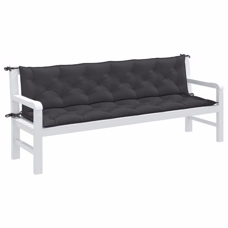 Set di 2 cuscini per panca da giardino vidaXL in tessuto poliestere, colore antracite mélange, L 200 cm x P 50 cm x H 7 cm