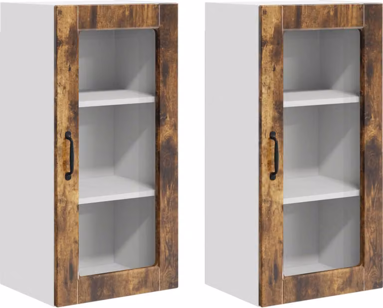 Mobile in vetro da parete LUCCA 2 pcs Rovere Fumo