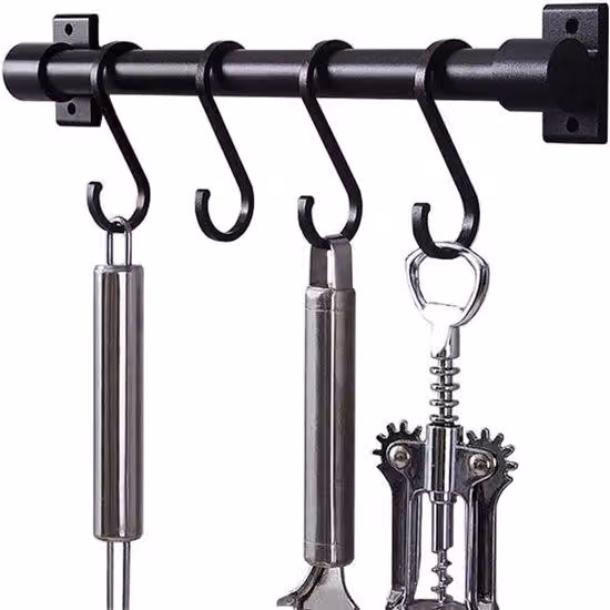Gancio da cucina da 30 cm con 5 scomparti - Montaggio a parete senza forature