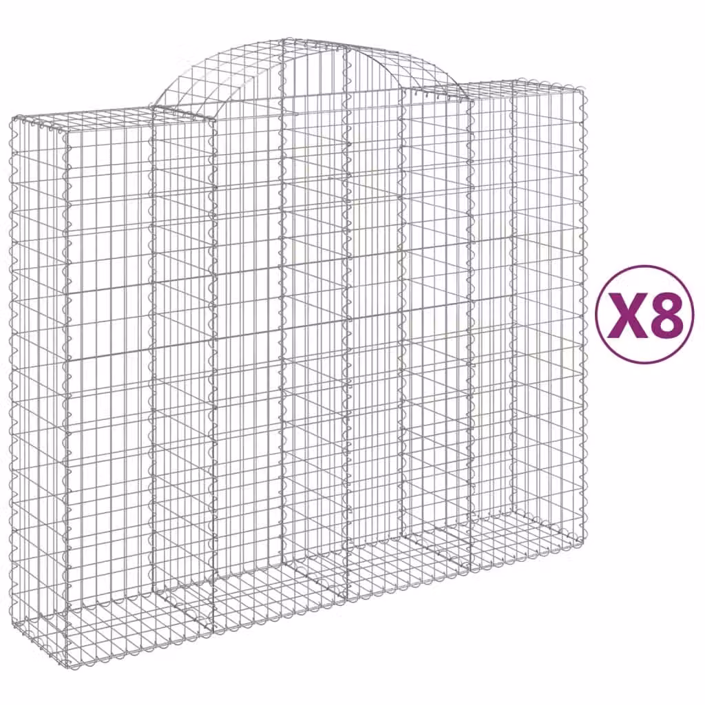 Cesti Gabbioni ad Arco 8 pz 200x50x160/180 cm Ferro Zincato