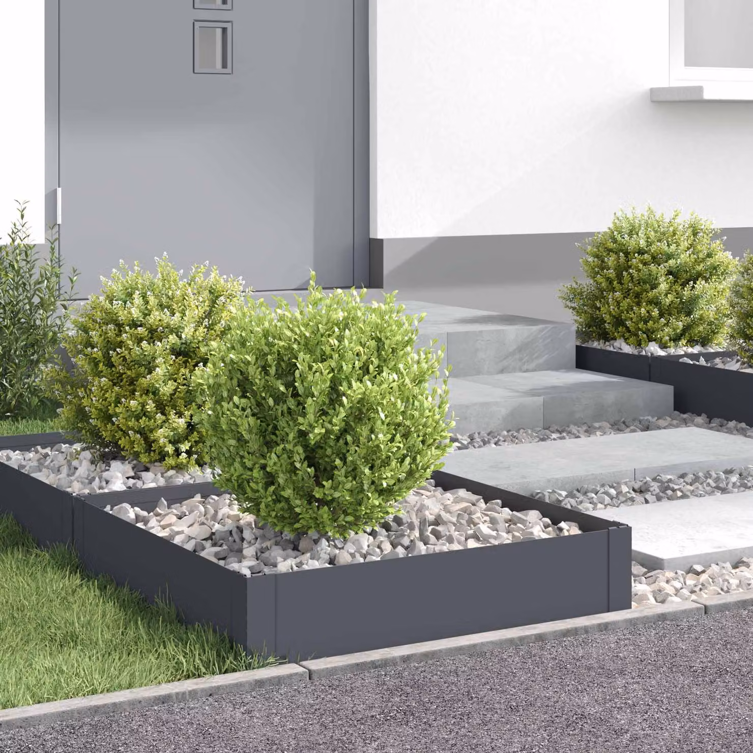 Set di 4 bordure per prato vidaXL in acciaio colore antracite L 60 x P 60 x H 20 cm