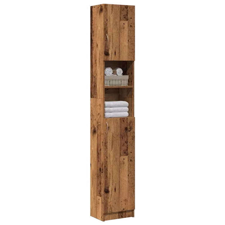 Mobile da bagno vidaXL in legno color marrone stile rustico L: 32 cm, P: 25,5 cm, H: 190 cm