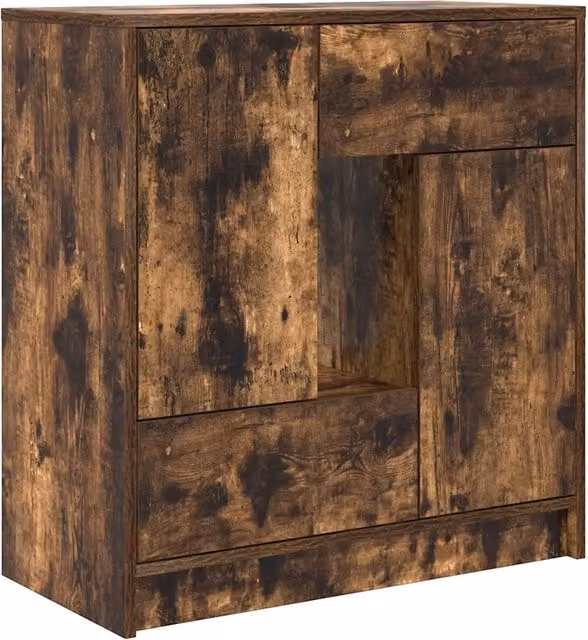 Credenza | Madia | Buffet da pranzo | Armadio da pranzo con Cassetti e Ante Rovere Fumo 70,5x34x74,5 cm