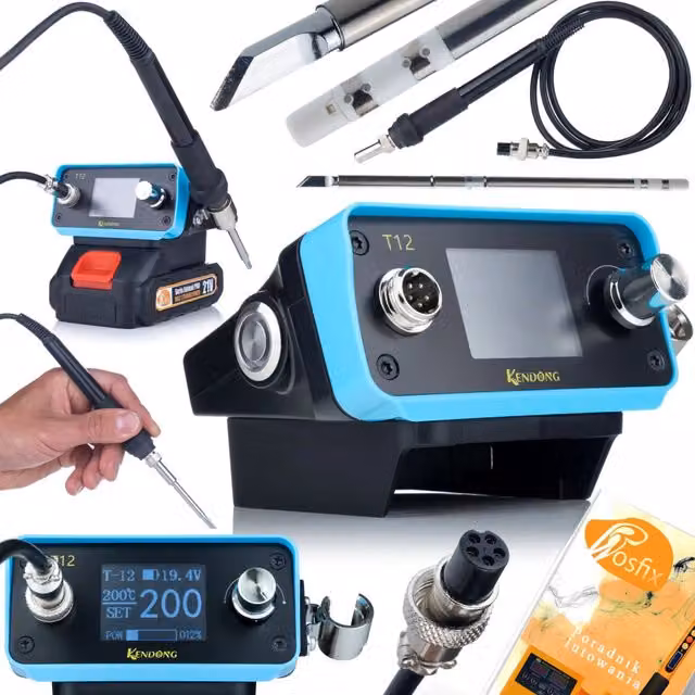 Stazione Saldante a Batteria Rosfix Blue Delphin AT12BD Colore Blu con Display TFT e Regolazione 200-450°C
