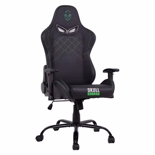 Sedia gaming Skull Factory Advance Black e Green in ecopelle sintetica con poggiatesta e braccioli – 2