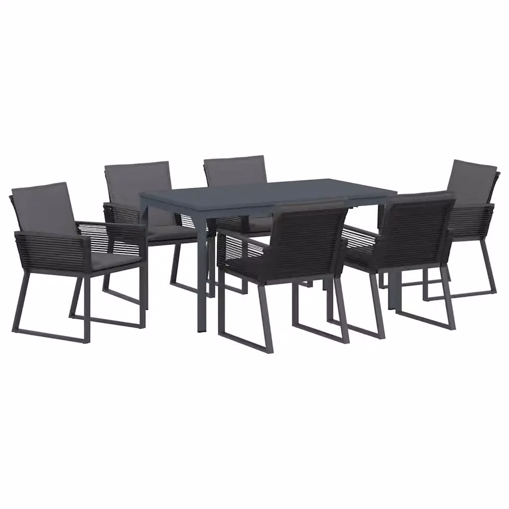 Set da pranzo per giardino e terrazza vidaXL in polyrattan antracite, 7 pezzi – 2