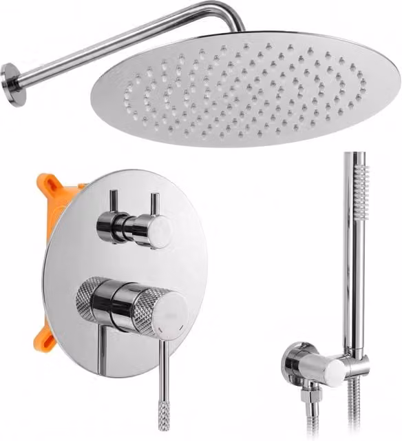 Set Doccia Da Incasso Rea Venti Chrome con Box in Ottone e Colore Argento
