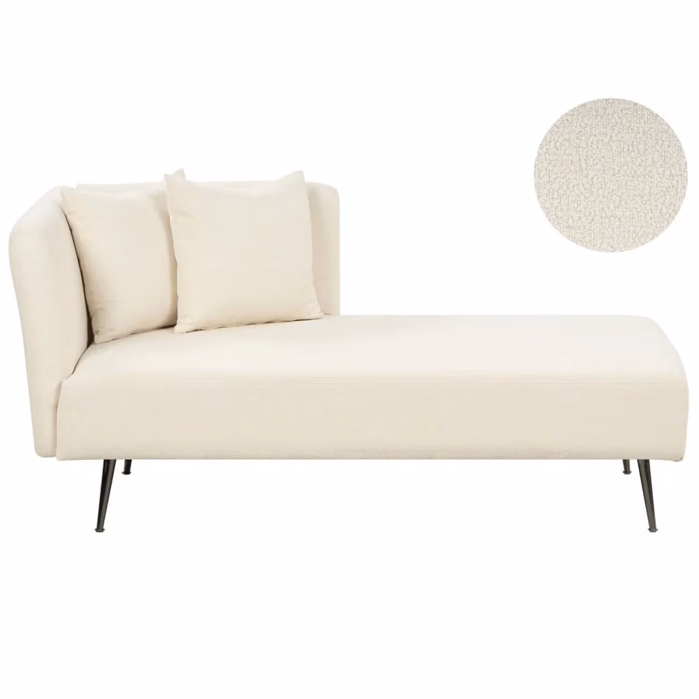 Chaise Lounge BELIANI Bianca in tessuto bouclé con cuscini decorativi e gambe in metallo, design moderno L/P/H: 156 x 77 x 75 cm – 2