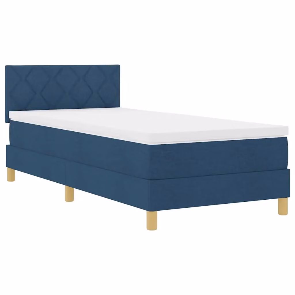 Letto moderno vidaXL con testiera imbottita blu, illuminazione LED sottostante e porta di ricarica USB, L/P/H: 90 x 200 cm – 2