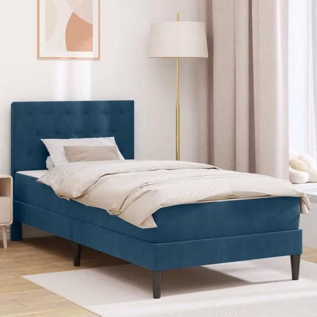 Struttura letto con materasso Blu 90 x 200 cm Velluto 3415029